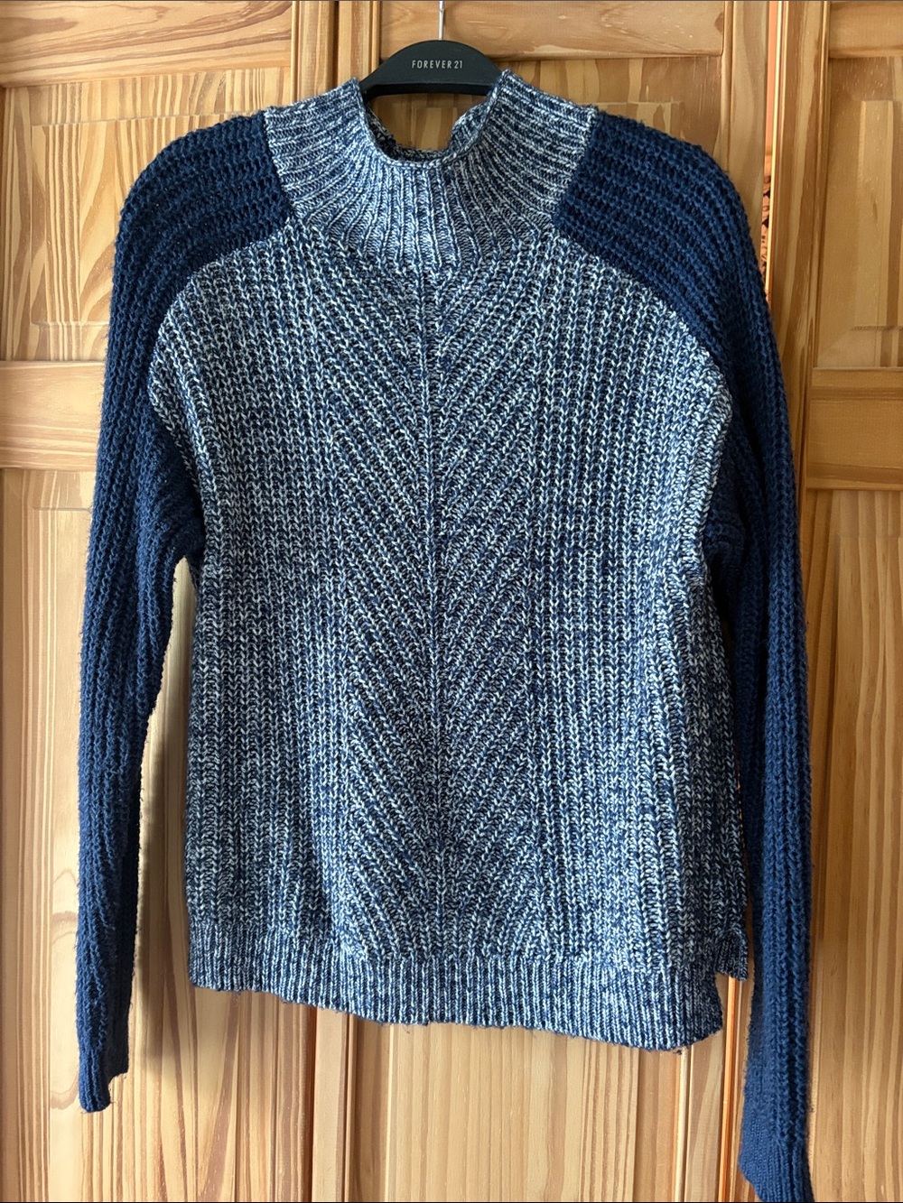 Banana Republic Navy and Gray Marled Turtleneck Sweater
